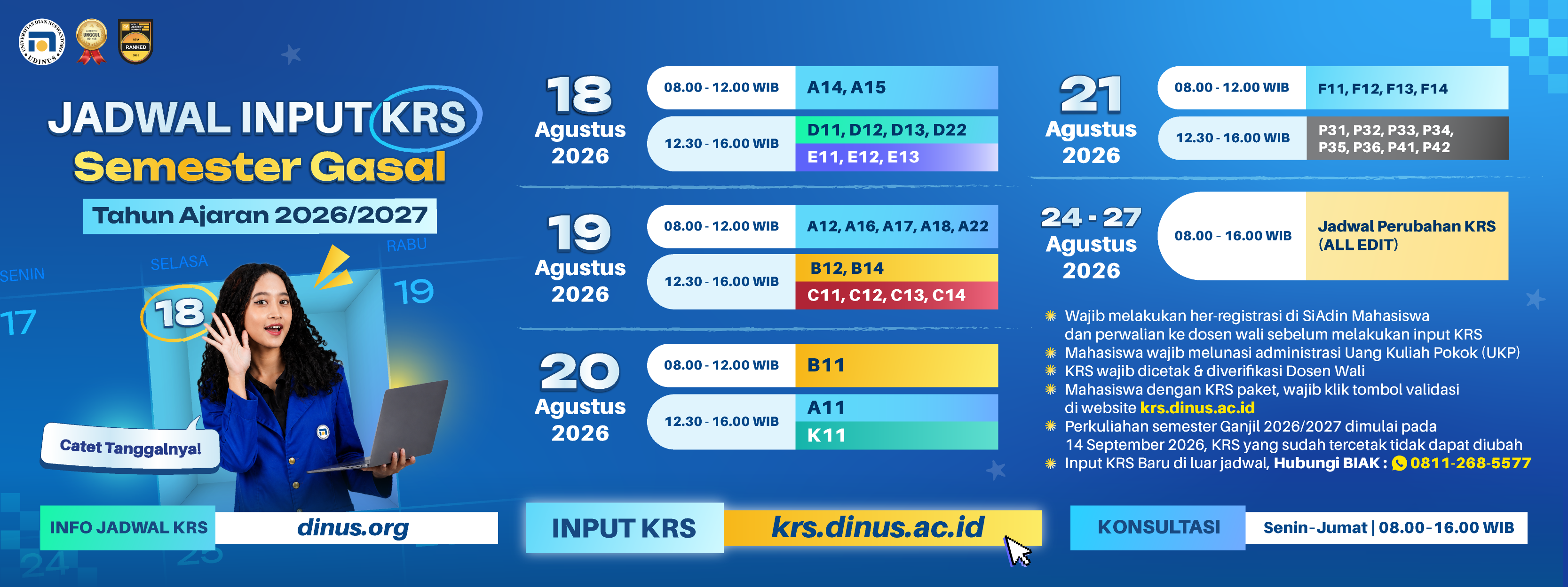 Jadwal Input KRS Semester Ganjil TA 2026/2027